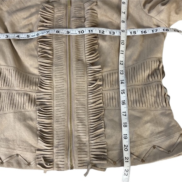 Cache Tan Faux Suede Fringed Jacket - Picture 12 of 15